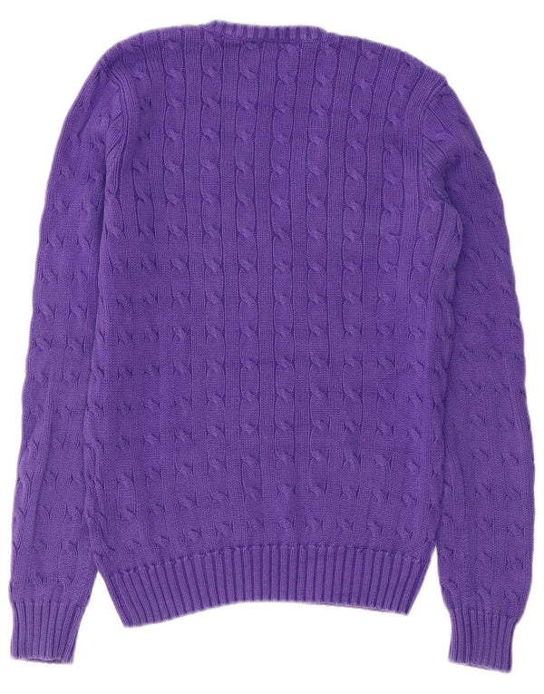 Maglione maglione con scollo a V da donna Ralph Lauren UK 12 Cotone viola medio