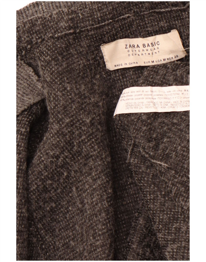 Soprabito con cappuccio da donna ZARA UK 14 grigio medio in lana