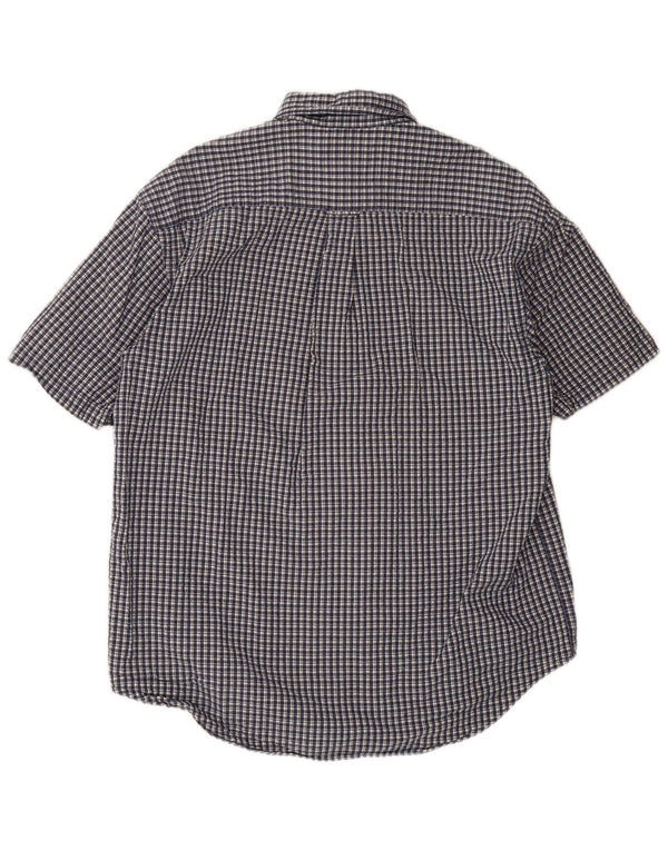 Camicia a maniche corte da uomo Nautica in cotone a quadretti blu navy medio