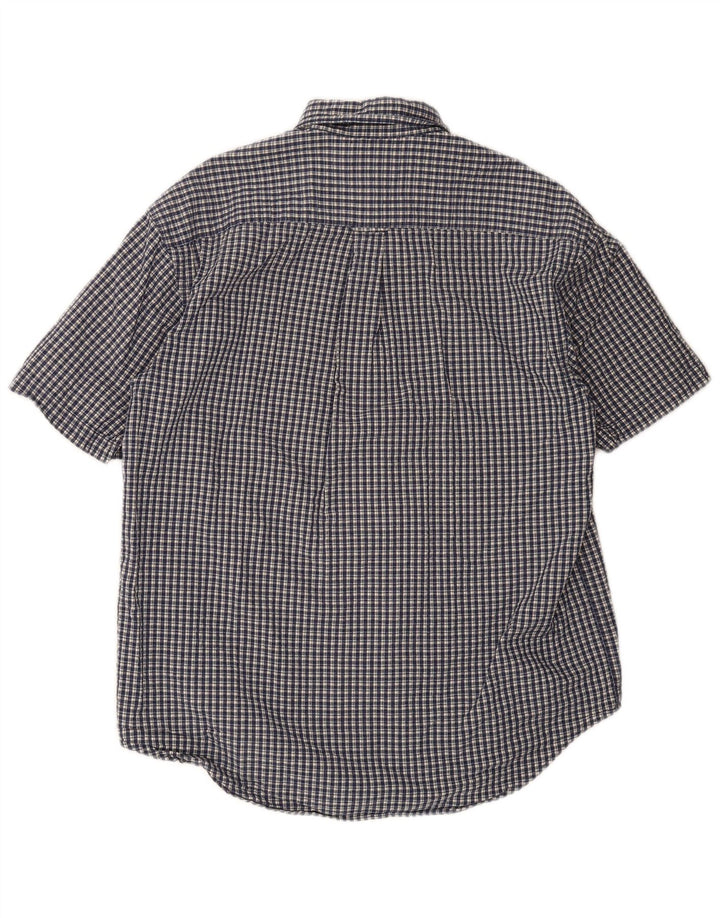 Camicia a maniche corte da uomo Nautica in cotone a quadretti blu navy medio