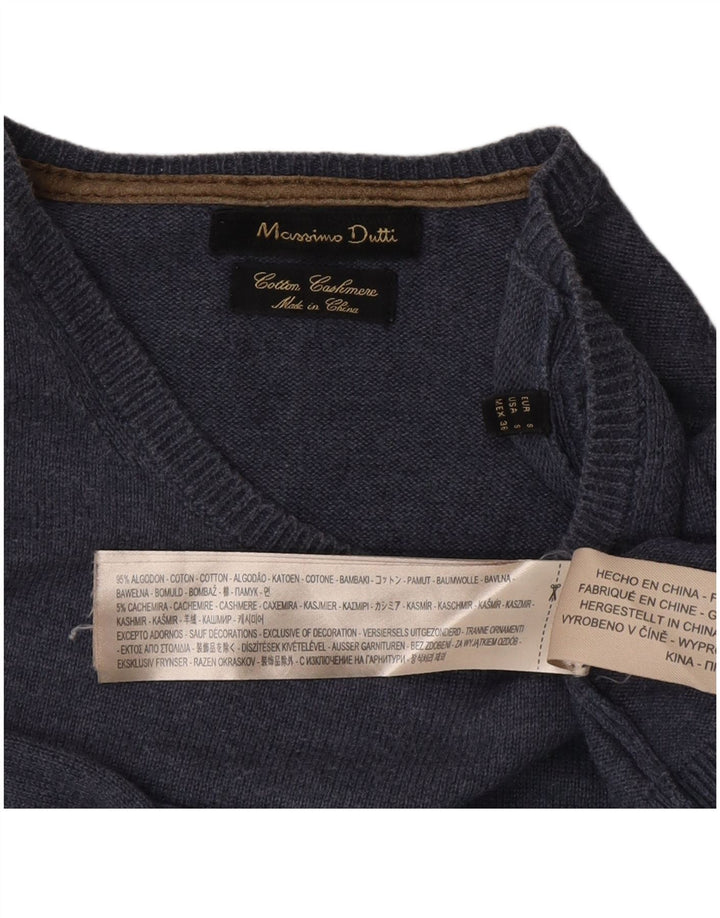 Maglione maglione girocollo da uomo Massimo Dutti piccolo cotone blu