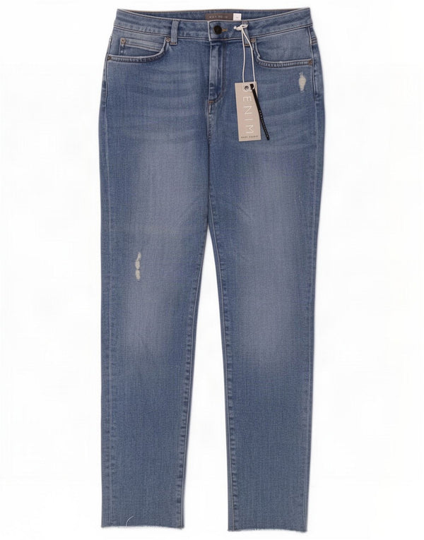 Jeans dritti invecchiati da donna MINT VELVET UK 10 Small W28 L28 Blu