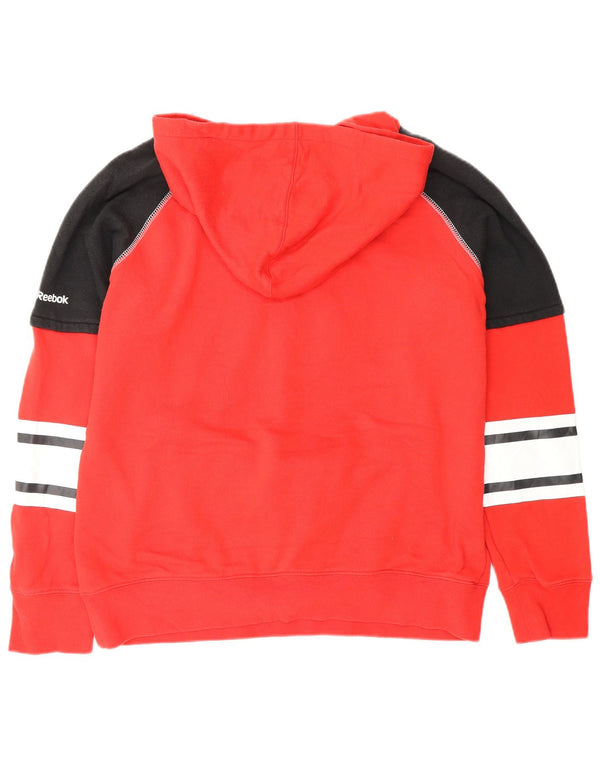 REEBOK Maglia da donna con cappuccio Chicago Blackhawks UK 16 Large Rosso Colorblock