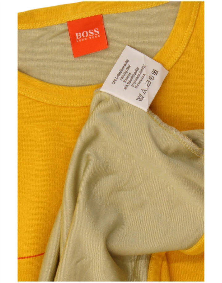 HUGO BOSS Mens Top Long Sleeve XL Yellow Cotton