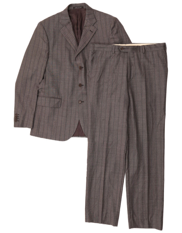 Abito Loro Piana Uomo 3 Bottoni 2 Pezzi IT 52 XL W34 L32 Lana a Righe Grigie