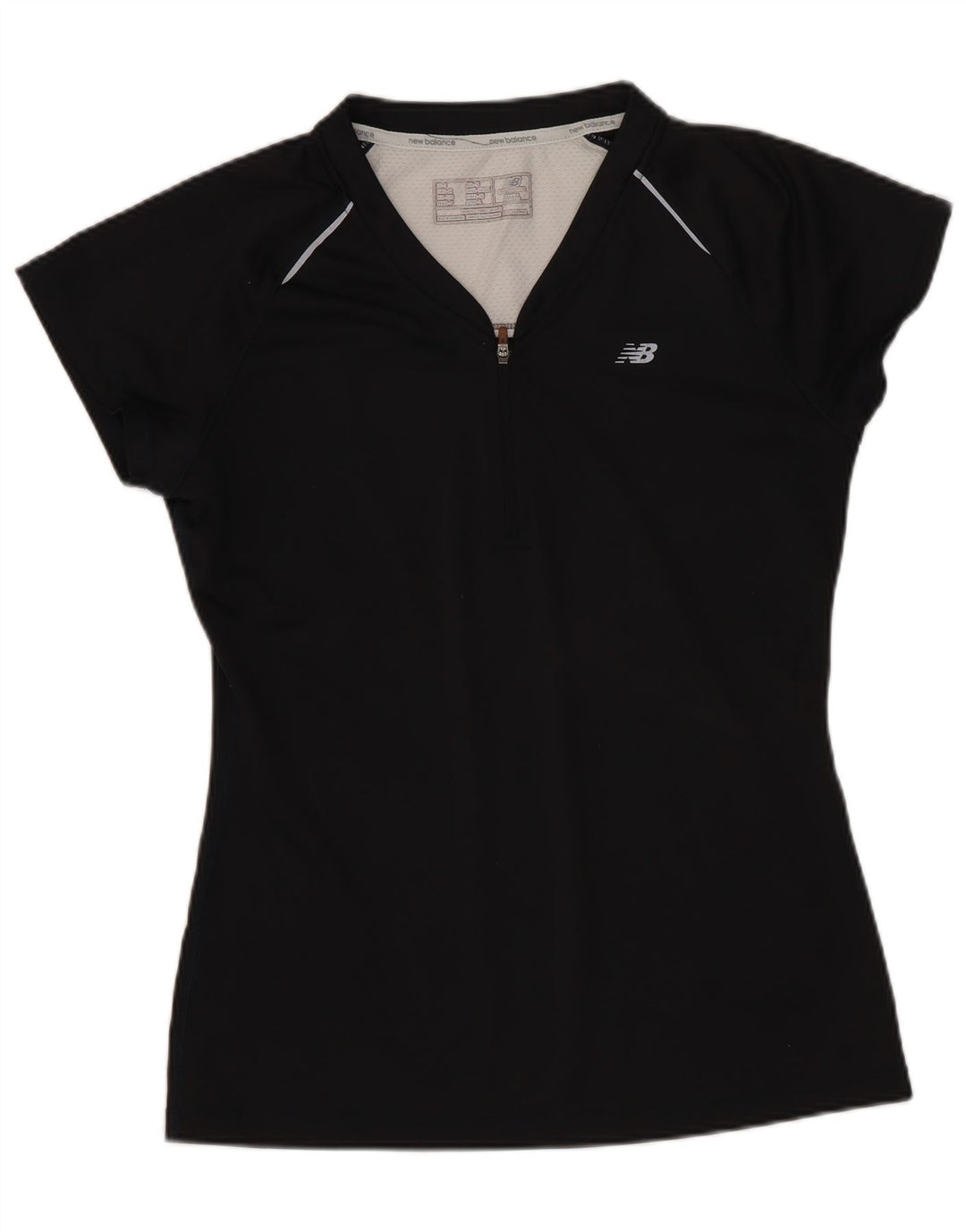 T-shirt da donna New Balance Top UK 10 Small Nero Colourblock Poliestere
