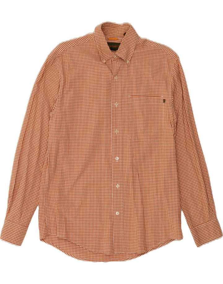 TIMBERLAND Mens Shirt Small Orange Gingham Cotton Vintage Timberland and Second-Hand Timberland from Messina Hembry 