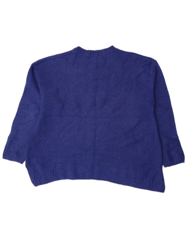 Maglione maglione girocollo da donna Marks & Spencer UK 16 grande acrilico blu