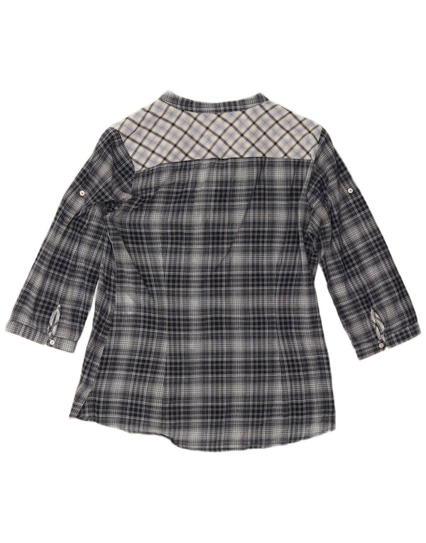 Camicia Zara da donna con maniche a 3/4, taglia UK 10, piccola, in cotone a quadri blu navy