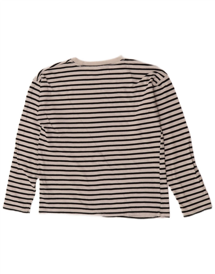 Top Zara da donna a maniche lunghe UK 10 piccolo cotone a righe bianche