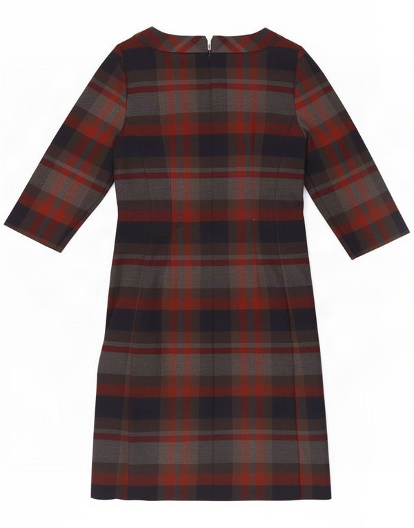 Laura Ashley Abito tubino con maniche a 3/4 da donna UK 10 Piccolo plaid blu navy