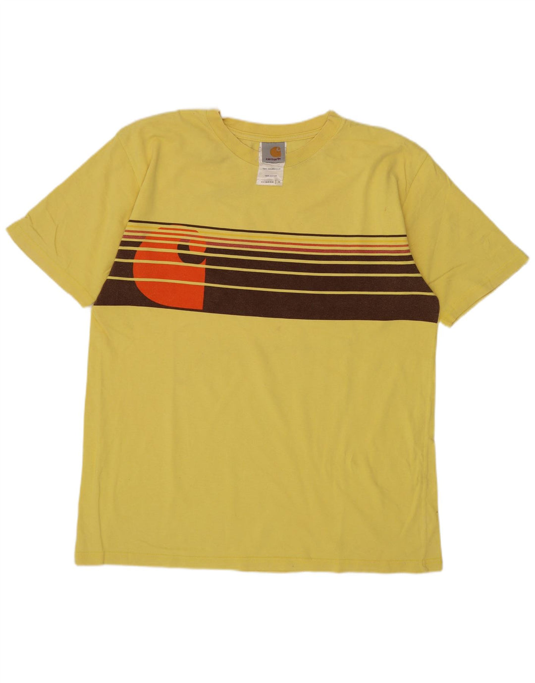 T-shirt grafica da uomo Carhartt Top in cotone a righe gialle medie