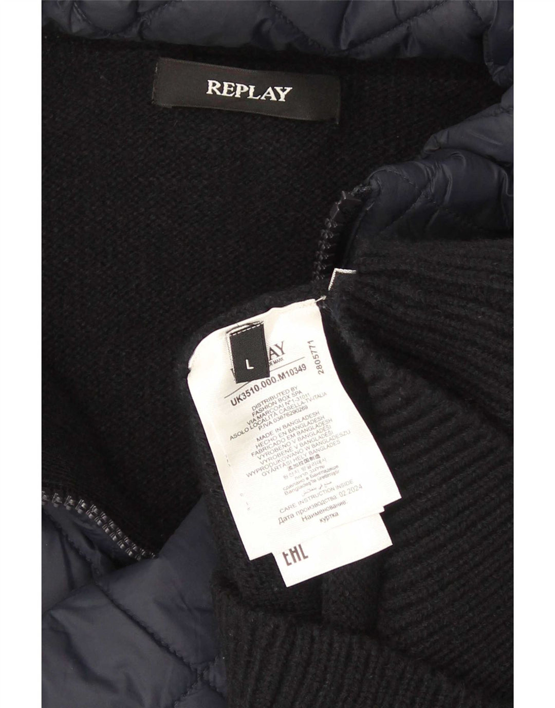 Replay Maglione cardigan da uomo grande acrilico blu navy