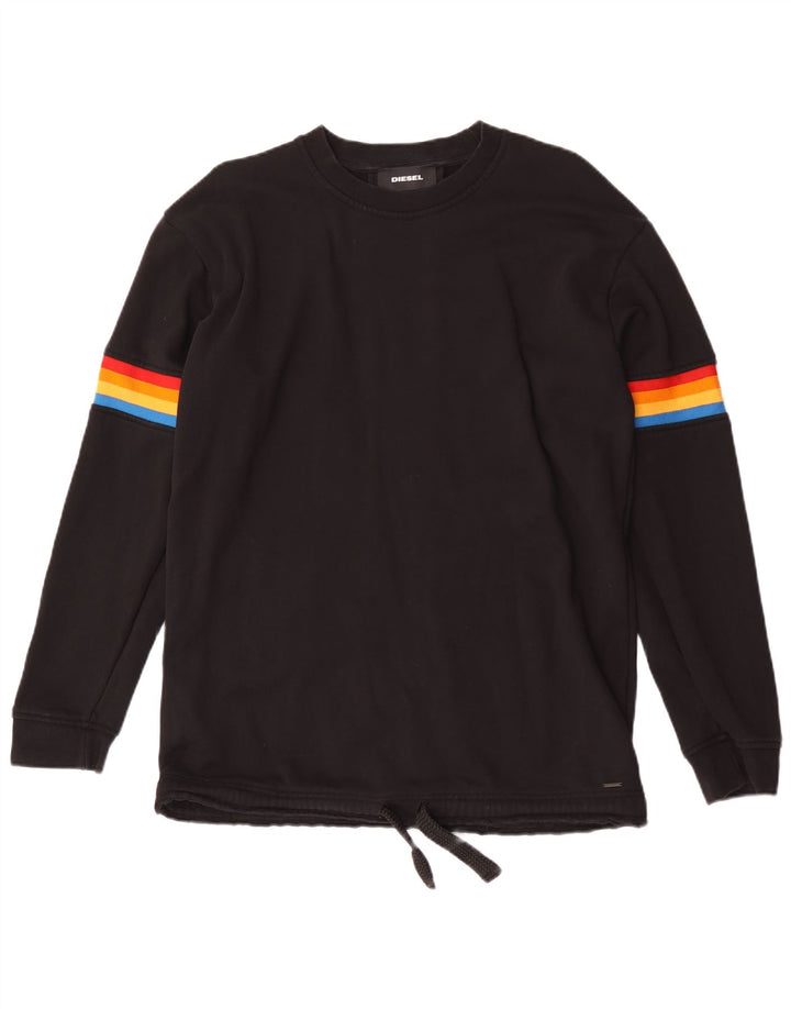 Diesel Uomo Felpa Maglione Grande Cotone a Righe Nere