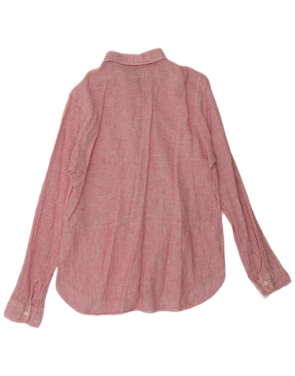 DACK'S Donna Pullover Camicia Camicetta UK 16 Grande Lino Gessato Rosa