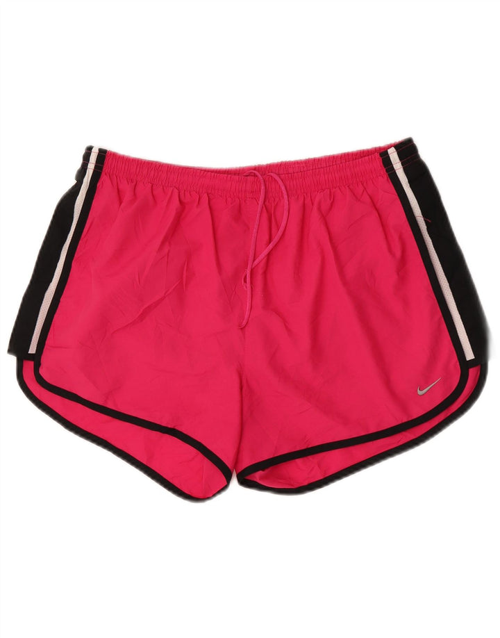 Pantaloncini sportivi Nike da donna Dri Fit US 8/10 poliestere color block rosa medio