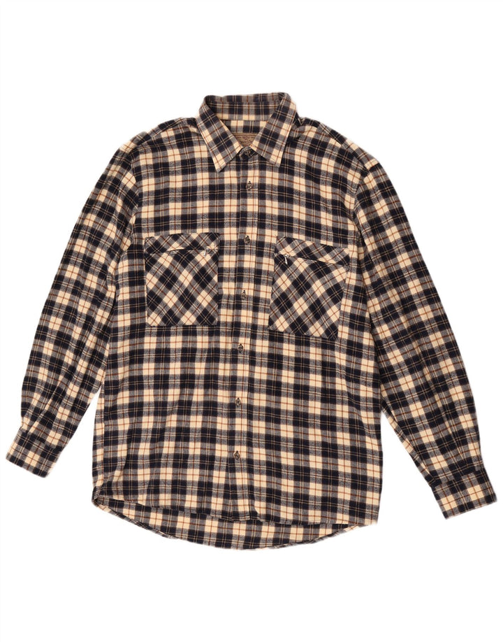 Camicia da uomo in flanella del progetto europeo Cotone medio a quadri blu navy