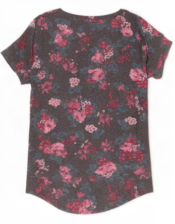 T-shirt grafica da donna Superdry Top UK 6 XS cotone floreale grigio