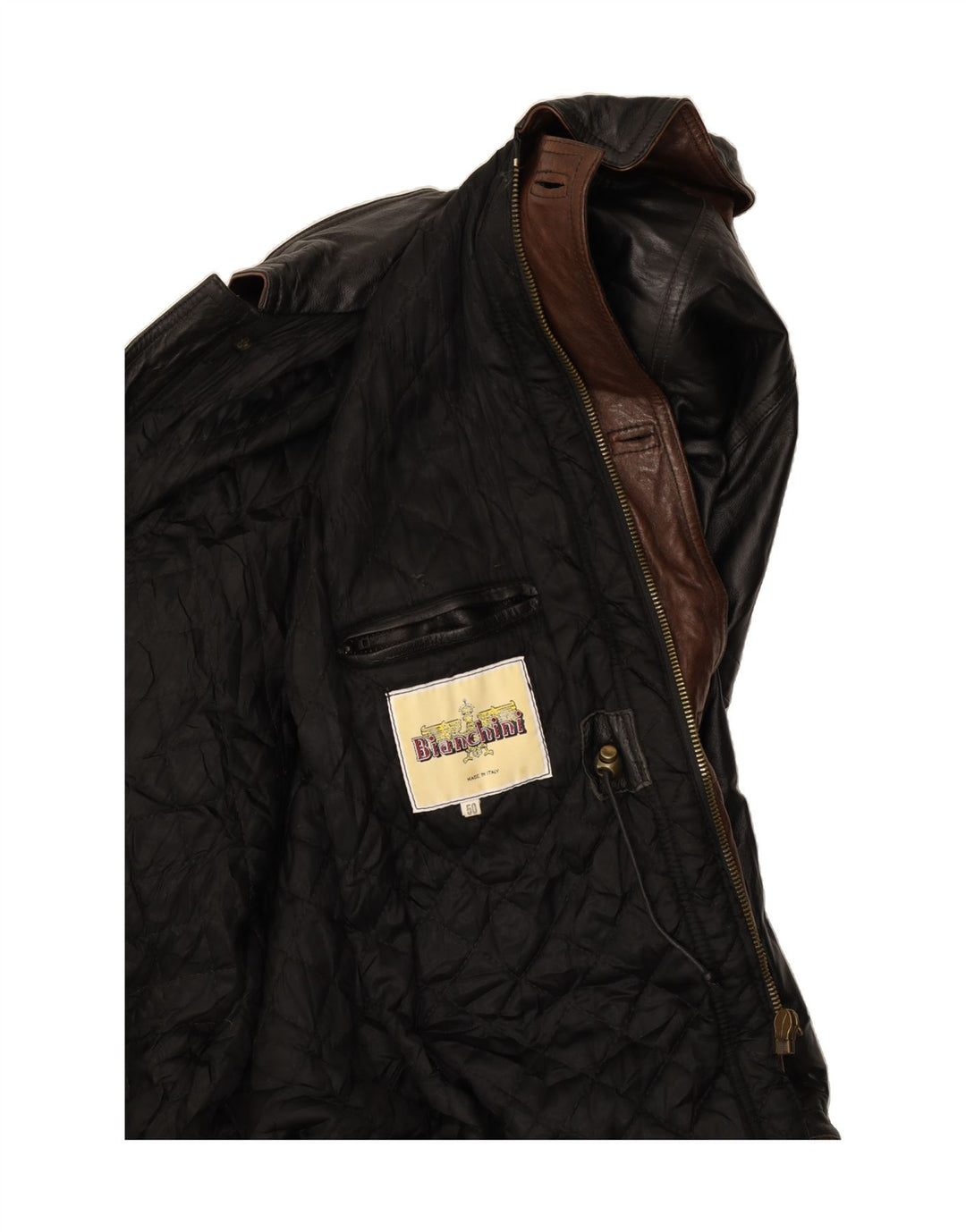Giacca in pelle da uomo VINTAGE IT 50 Large Nera