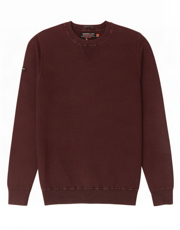 Maglione maglione girocollo da uomo Superdry XS in cotone marrone