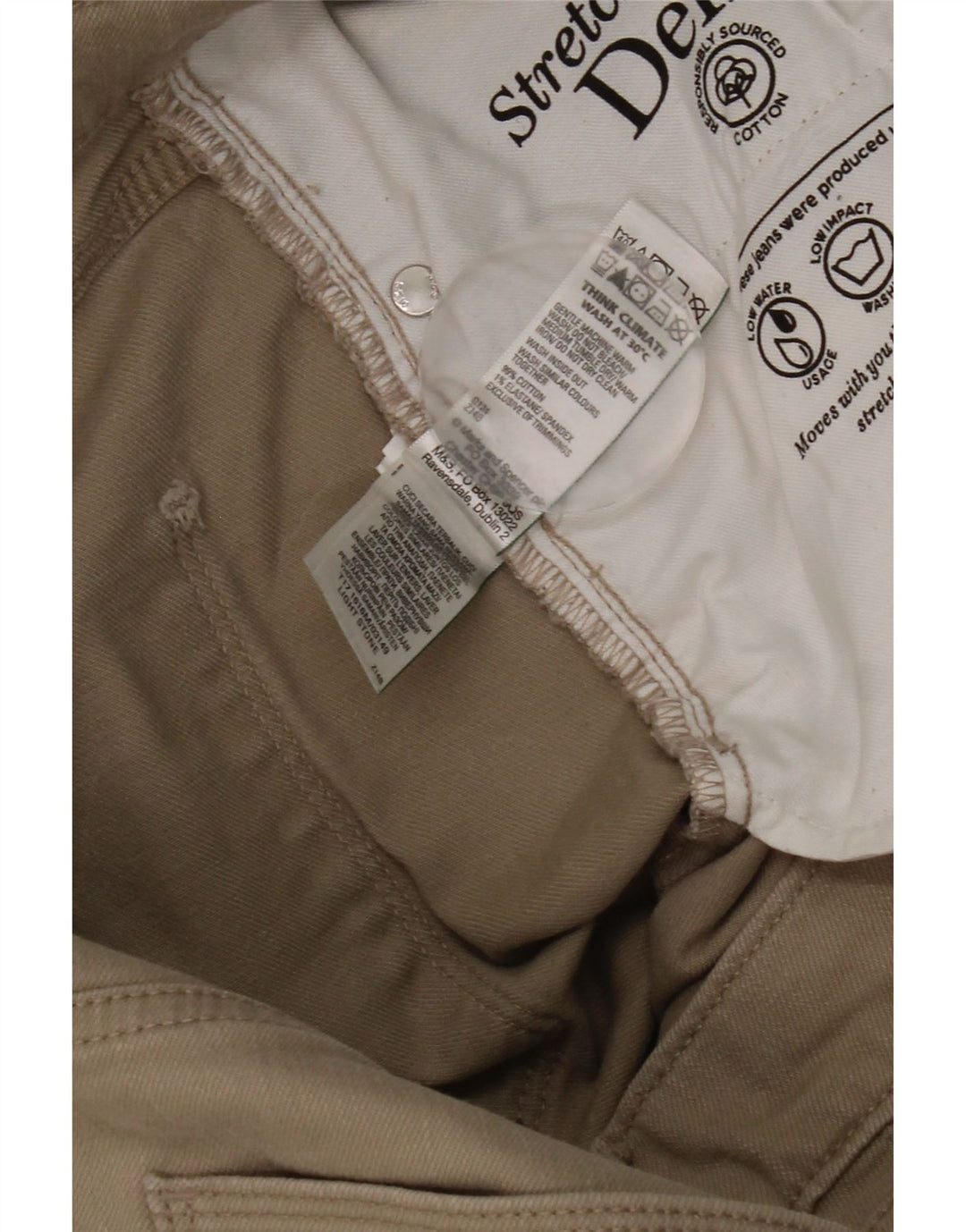 Jeans dritti da uomo Marks & Spencer W34 L31 cotone beige