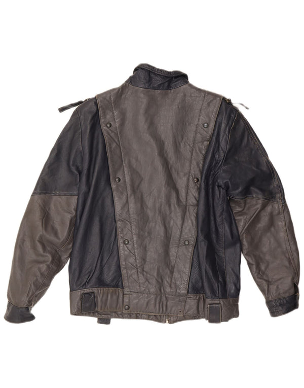 Giacca in pelle da donna VINTAGE UK 14 Colorblock grigio medio