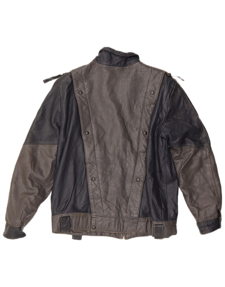 Giacca in pelle da donna VINTAGE UK 14 Colorblock grigio medio