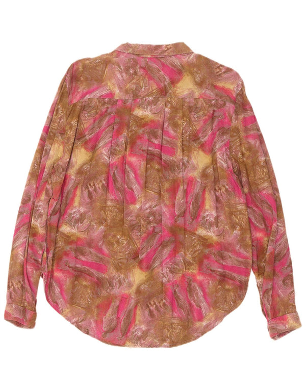 Camicetta camicia vintage da donna con motivo astratto UK 18 XL multicolore