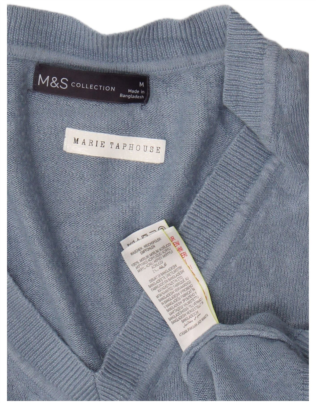 MARKS & SPENCER Maglione corto con scollo a V da donna UK 14 Blu medio