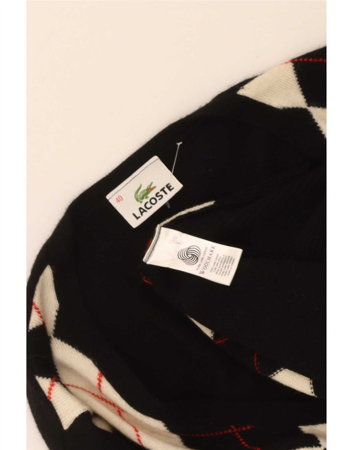 Maglione da donna con scollo a V Lacoste taglia 40 medio nero a rombi/diamante