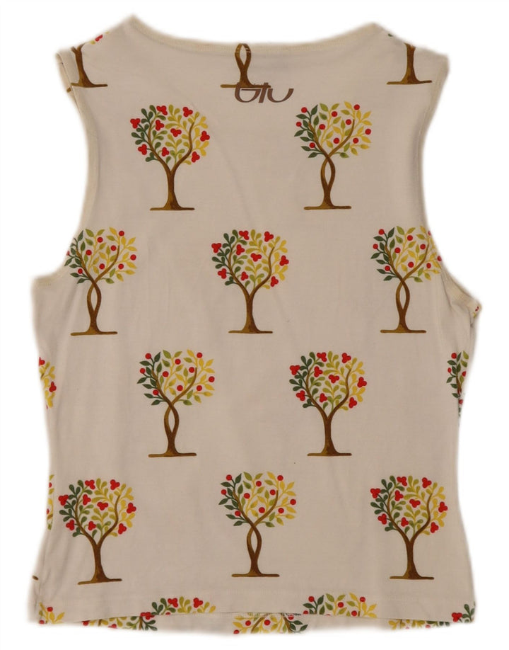 Byblos Canottiera grafica da donna corta UK 12 Medium White Floral