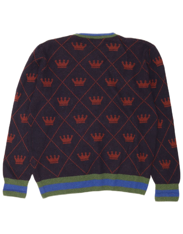 Maglione maglione girocollo da uomo con motivo astratto La Martina blu navy medio