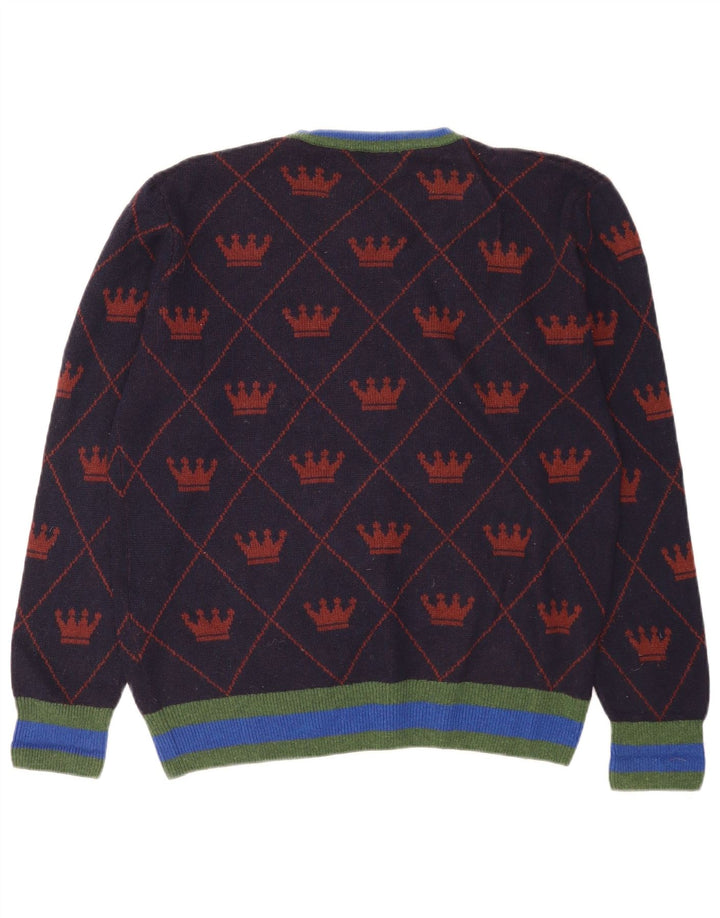 Maglione maglione girocollo da uomo con motivo astratto La Martina blu navy medio