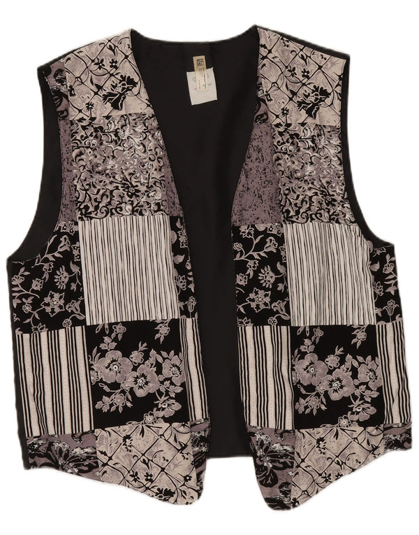 Gilet da donna vintage UK 18 XL Poliestere patchwork multicolore