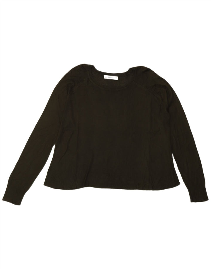 Maglione corto con scollo a barca da donna Zara UK 14 Verde medio