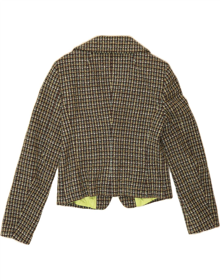 BENETTON Womens 2 Button Blazer Jacket IT 46 Large Khaki Check Wool Vintage Benetton and Second-Hand Benetton from Messina Hembry 