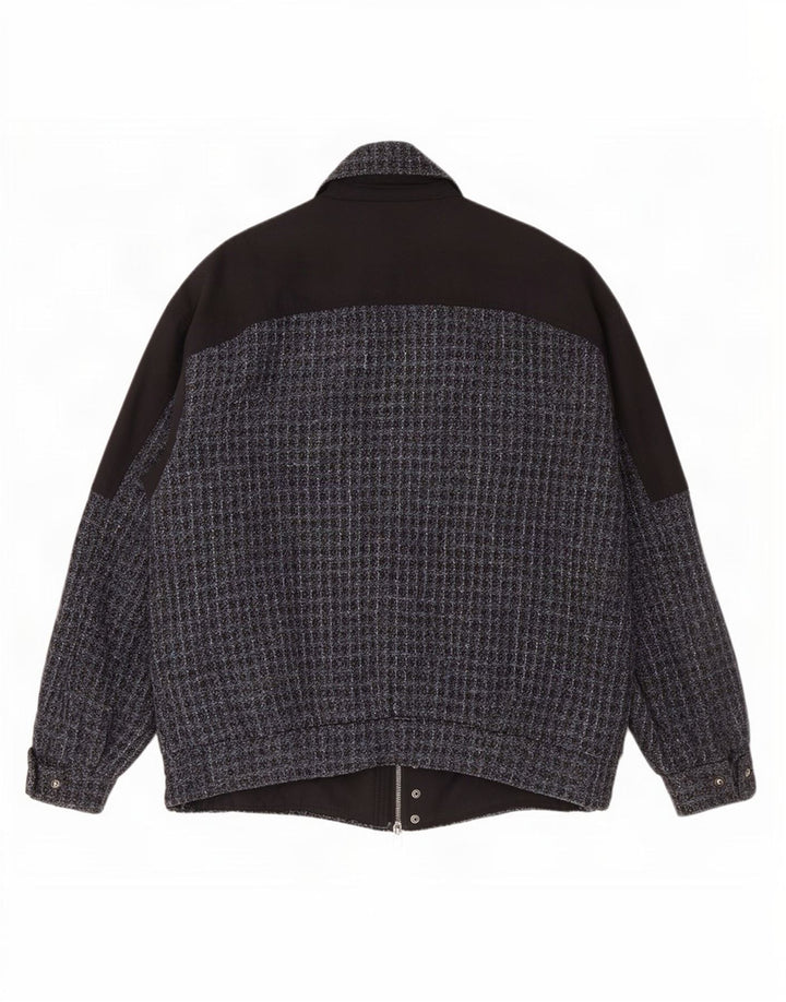 Giubbotto bomber vintage da uomo IT 54 2XL lana a quadri grigia