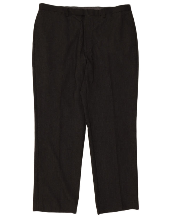 Pantaloni da abito dritti da uomo Marks & Spencer W38 L31 gessato grigio