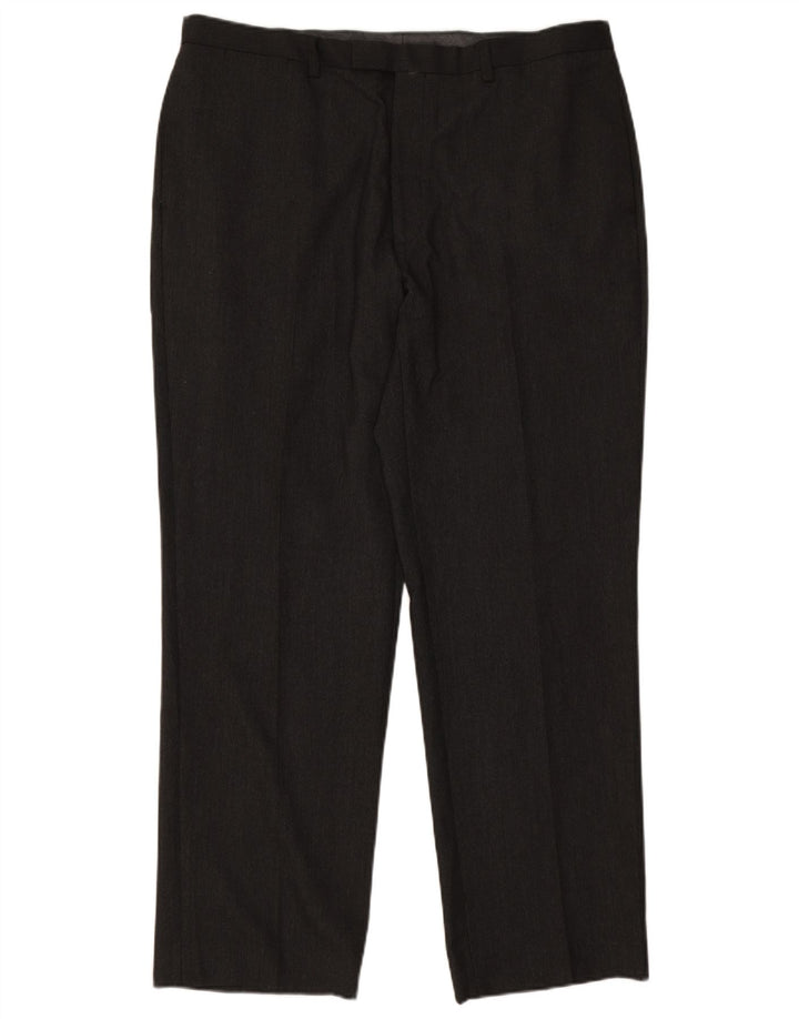 Pantaloni da abito dritti da uomo Marks & Spencer W38 L31 gessato grigio
