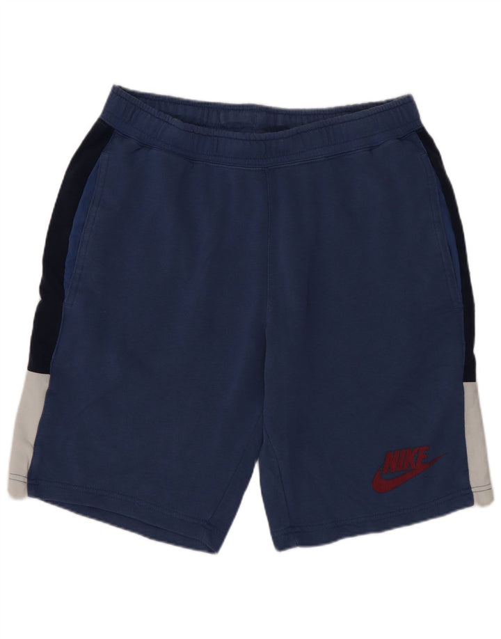Pantaloncini sportivi Nike da uomo in cotone color block blu medio