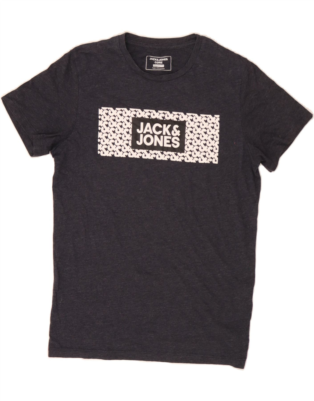 JACK & JONES Mens Regular Fit Graphic T-Shirt Top Medium Navy Blue Cotton Vintage Jack & Jones and Second-Hand Jack & Jones from Messina Hembry 