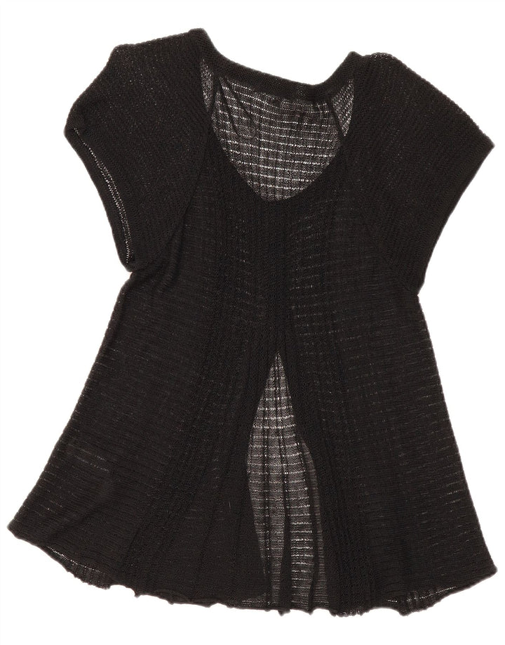 Top cardigan a maniche corte da donna Marks & Spencer UK 14 Lino nero medio
