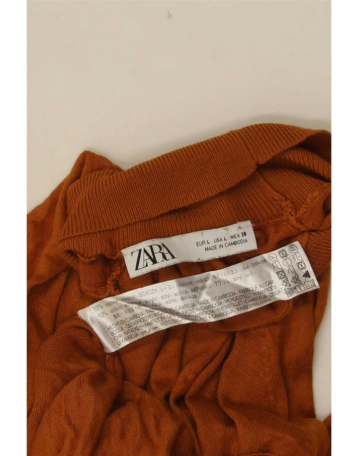 Maglione oversize da donna Zara con collo dolcevita UK 16 Large in viscosa marrone