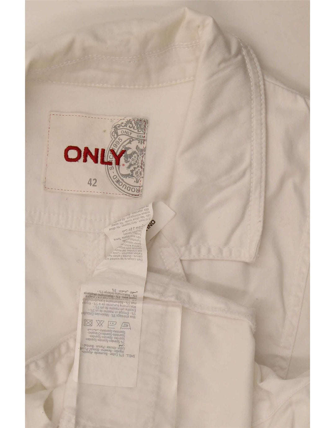 Solo giacca blazer da donna a 3 bottoni a maniche corte IT 42 Cotone bianco medio