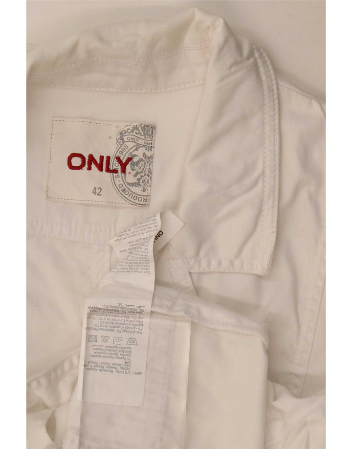 Solo giacca blazer da donna a 3 bottoni a maniche corte IT 42 Cotone bianco medio
