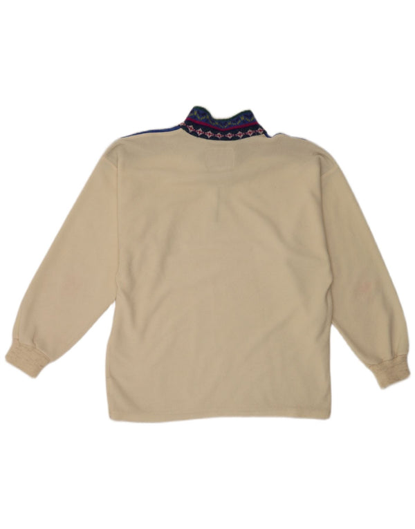Maglione in pile da donna Silvy con collo con zip UK 16 Large Poliestere color block bianco