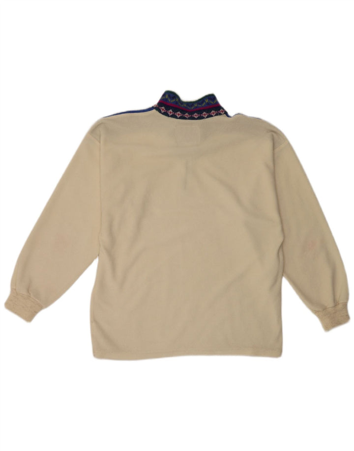 Maglione in pile da donna Silvy con collo con zip UK 16 Large Poliestere color block bianco