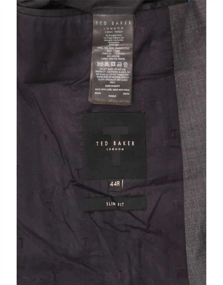 Giacca blazer slim fit da uomo a 2 bottoni Ted Baker UK 44 2XL lana grigia