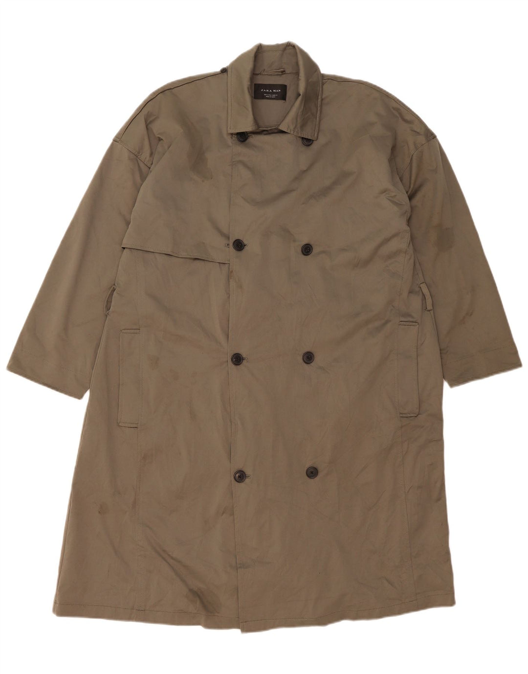 Trench da uomo Zara UK 36 piccolo poliestere kaki