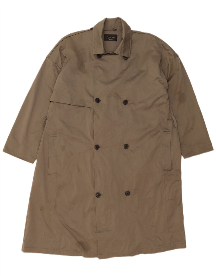 Trench da uomo Zara UK 36 piccolo poliestere kaki